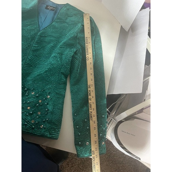 Karen Lawrence by Matthew Vintage Green Sequin Blazer Jacket No Size See Disc - Picture 6 of 9